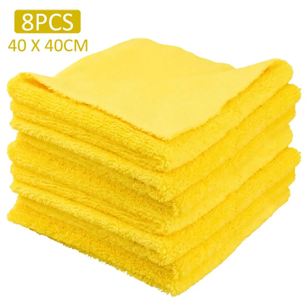 

8 Pcs Car Polishing Wash Towels Microfiber Washing Drying Thick Plush Car Cleaning Cloth