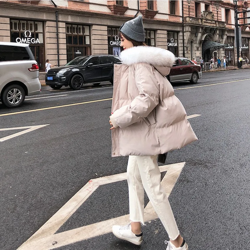 

New Arrival Down Jacket Winter Coat Women Hodded Single Full Slim Hair Cotton-padded Clothes for Girl Outwear Soft Coat Ladies