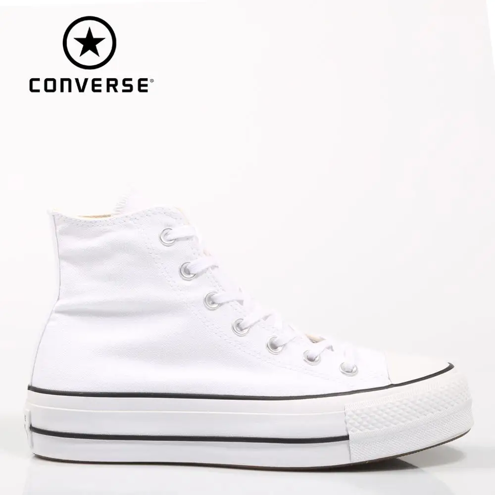 Converse Chuck Taylor/белые кроссовки на платформе с высоким берцем Женская обувь