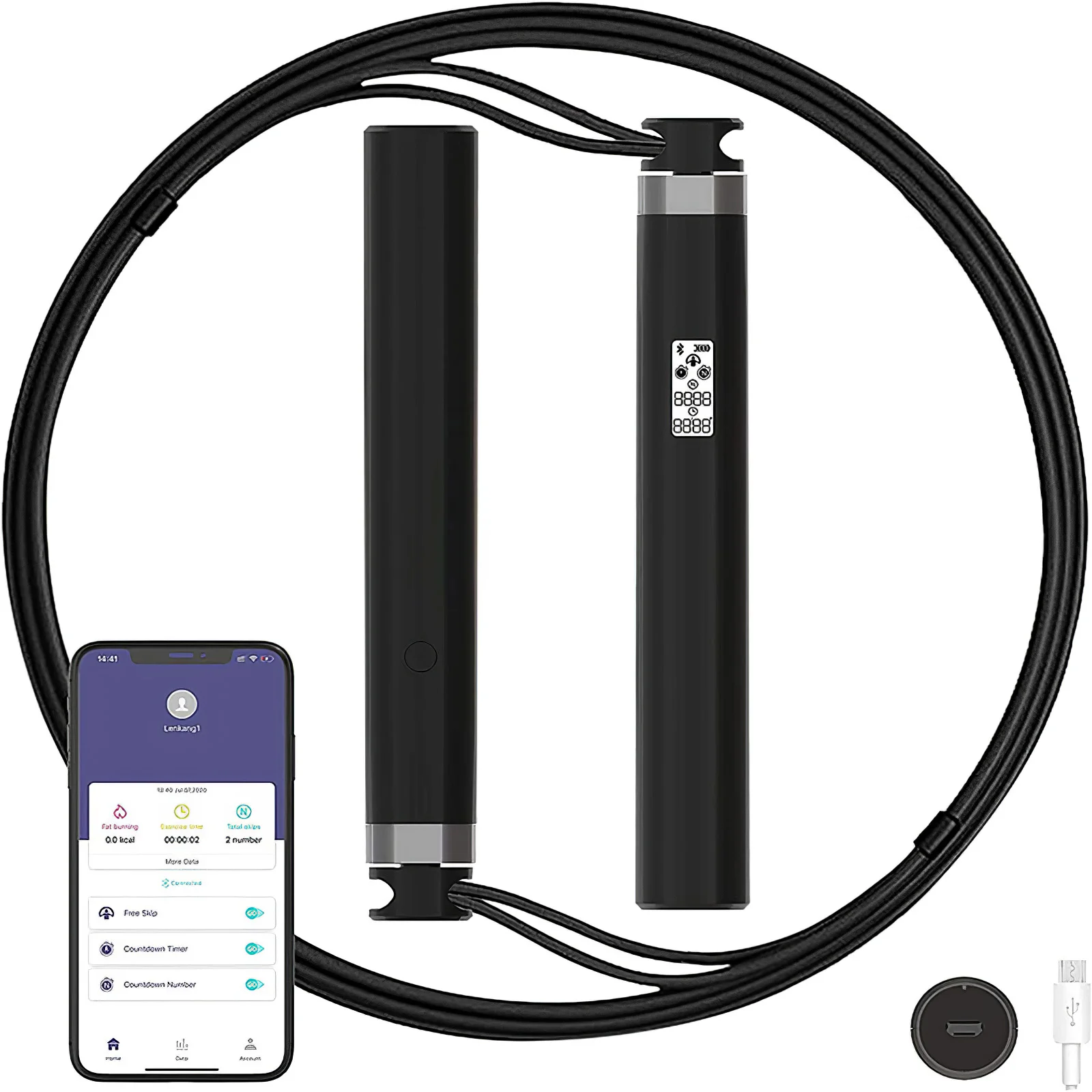 

Load-Bearing Wire Skipping Rope Non-Slip Smart App Bluetooth Connection Fitness Weight Loss Skipping Rope With App Data Analysis