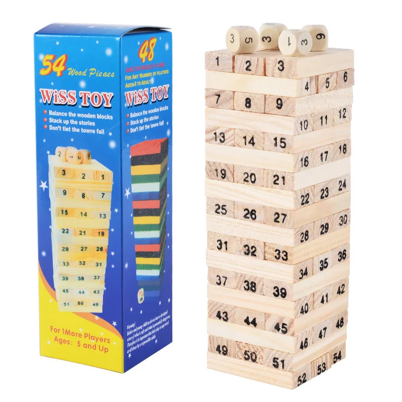

5cm Kids Wooden Blocks Domino Train Games Baby Learning Educational Toys for Children Wood Dominoes Puzzle Stack Toy
