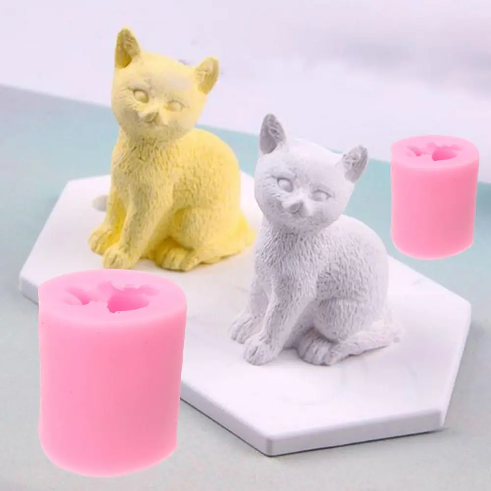 Милый 3D Кошка силиконовые формы для мыла Свеча Fondant (сахарная) шоколад DIY Декор