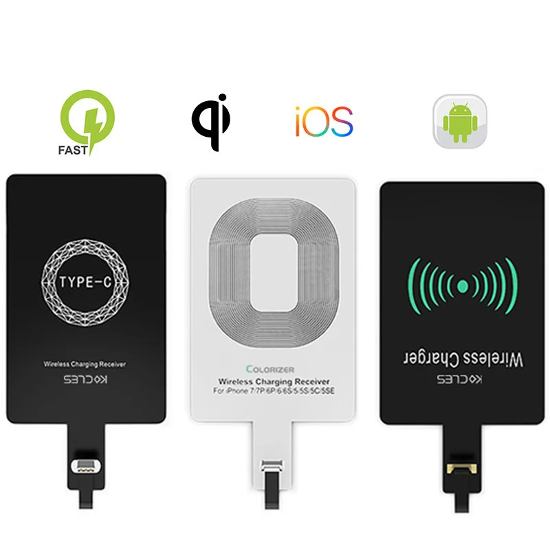 

Micro USB Type C Universal Fast Wireless Charger adapter For Samsung huawei iPhone For Xiaomi Wireless Charging Receiver