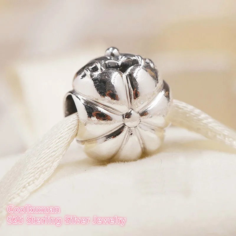 Осень 100% Стерлинговое Серебро 925 пробы Милая Тыква Шарм-бусина подходит для