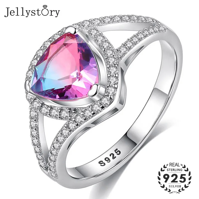 

Jellystory Silver 925 Fashion Jewelry Rings with Topaz Zircon Gemstone for Women Heart-shaped Ring Wedding Party Gifts wholesale