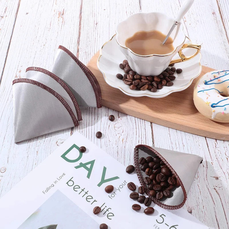 

Reusable Coffee Filter Stainless Steel Fine Mesh Coffee Filter Drip Trapezoid Taper Paperless Universal Coffee Filter