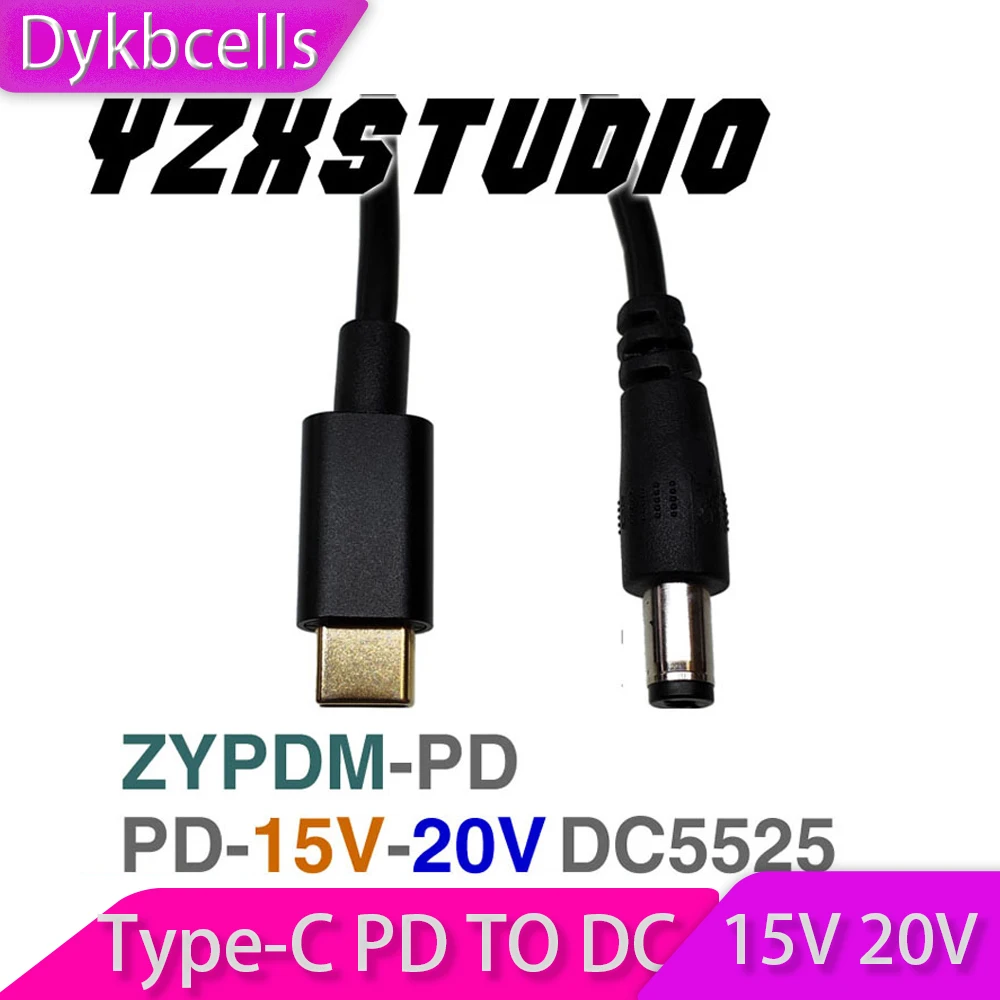 

Dykbcells 100W 5A PD 2.0 3.0 to DC 5.5*2.5 Decoy trigger Adapter cable TYPE-C PD connection QC4 charging notebook 15V 20V charge