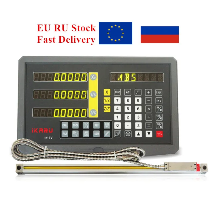 

EU Fivetecnc 3 axis Digital Readout with 3pcs linear scale travel 100-1020mm for milling lathe machine dro display complete set