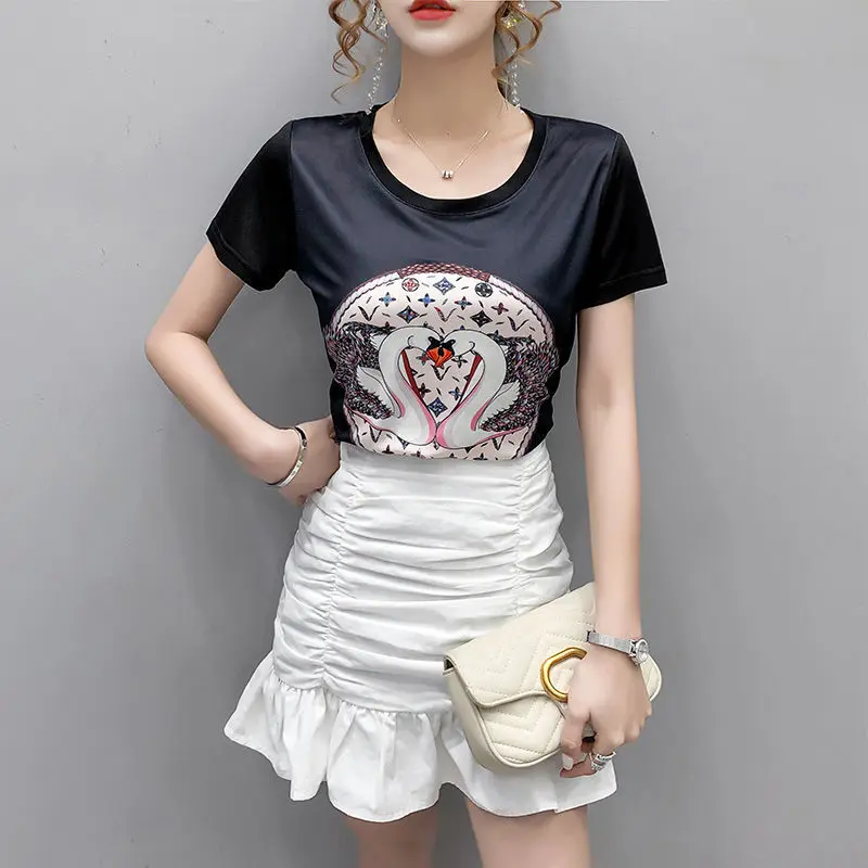 

Summer 2021 new fashion printing short sleeve T-shirt women's half sleeve top foreign style small shirt