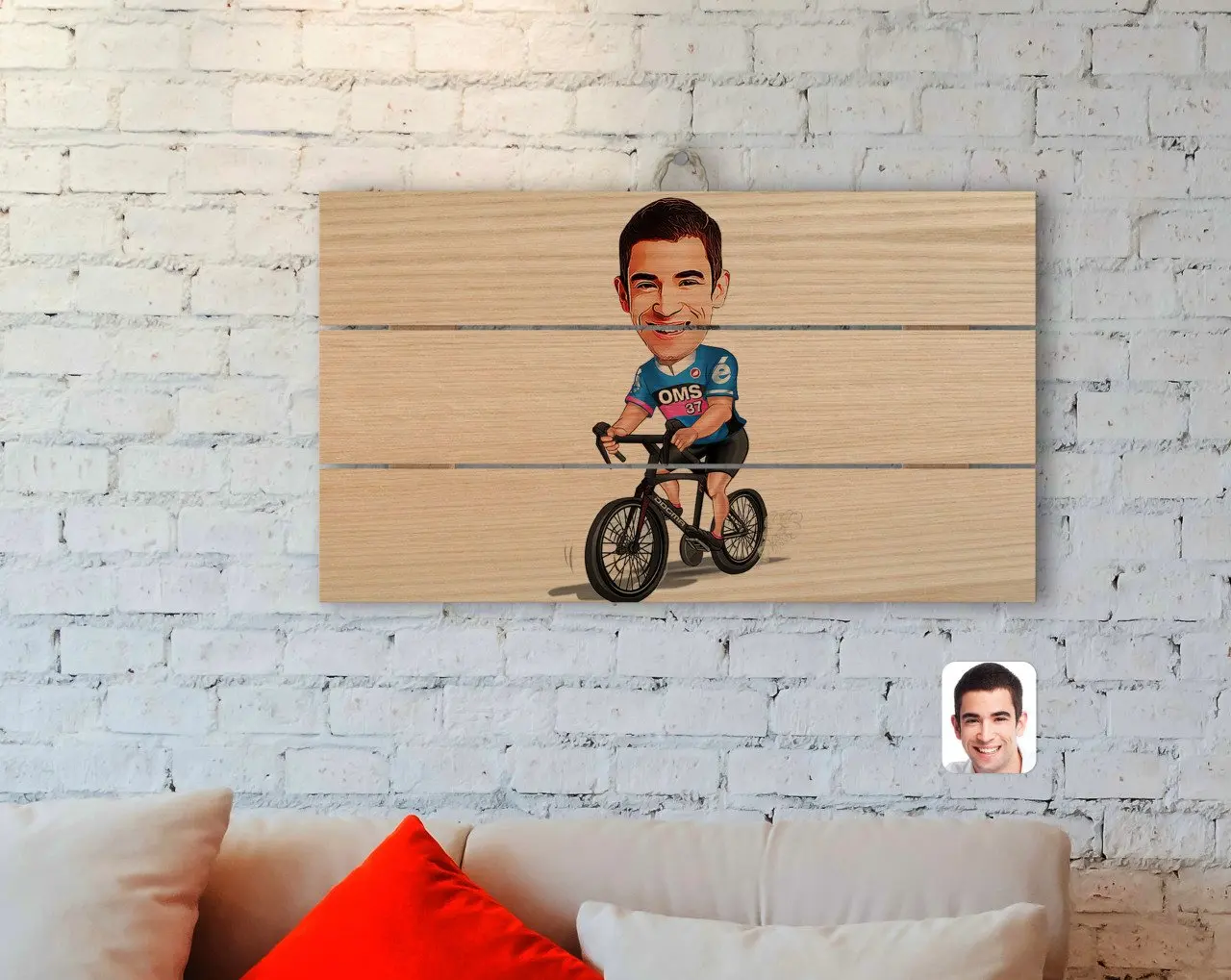 

Персонализированный Мужской Велосипед водитель карикатура аутентичный деревянный поддон Tablo-1