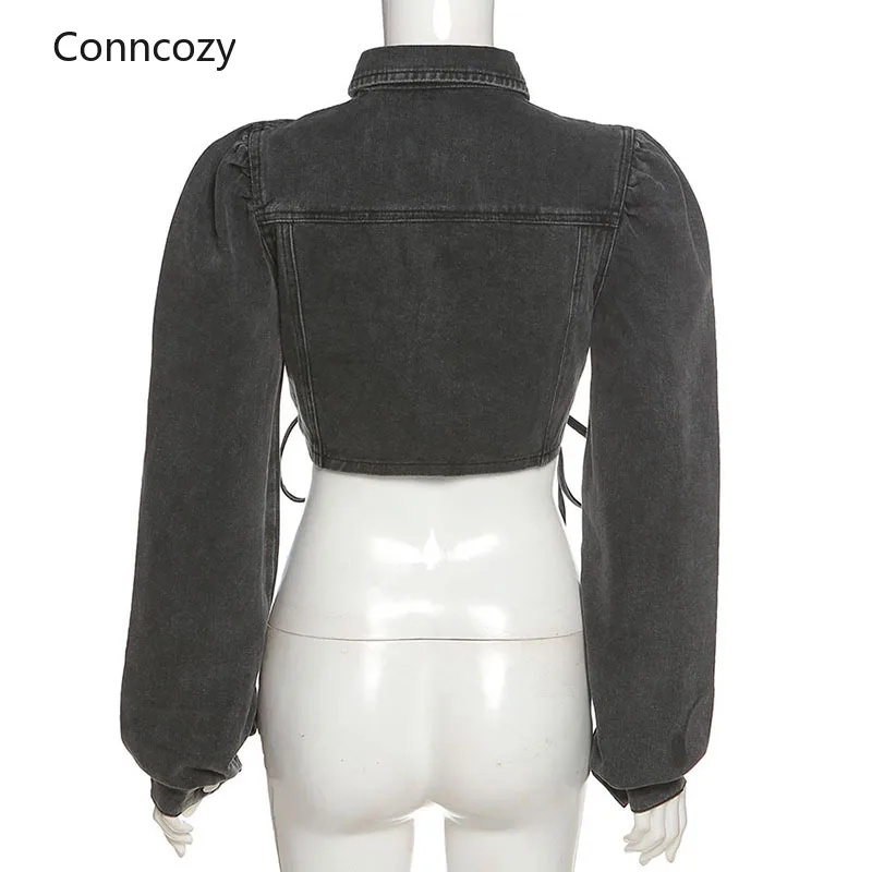 

Pleated Button Jeans Jacket Women 2021 Spring Autumn Active Street Style Hot Selling Drawstring Fashion Denim Mujer Jacket Tops