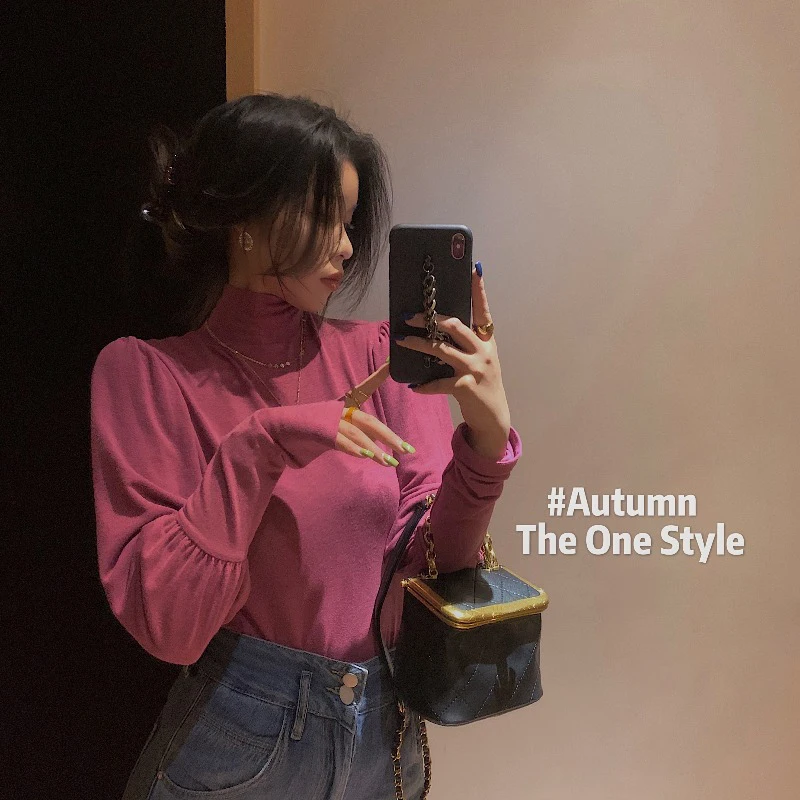 

Футболки Осенняя Женская обувь/зима черного цвета с длинными рукавами и высоким воротом, нательное нижнее белье Новый стиль для похудения С...