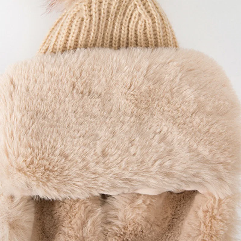 Женская теплая плюшевая хлопковая шапка утолщенная ушанка с накладкой из