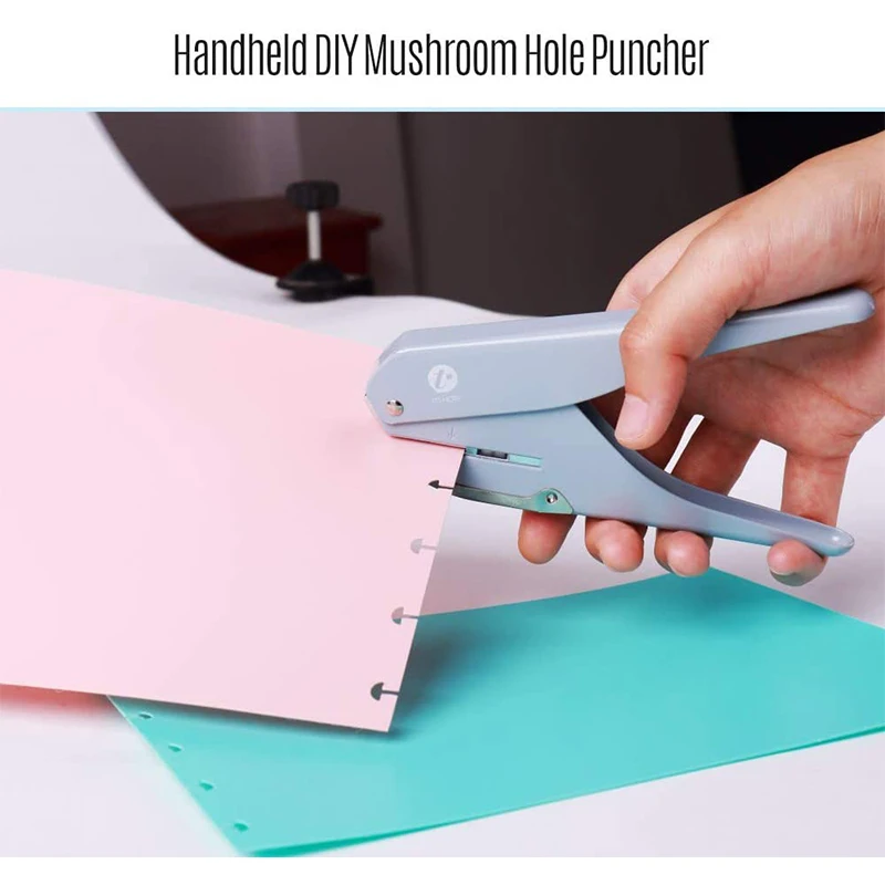 

KW-TRIO Handheld DIY Mushroom Single Hole Punch Puncher Paper Cutter with Ruler for Office Home School Students