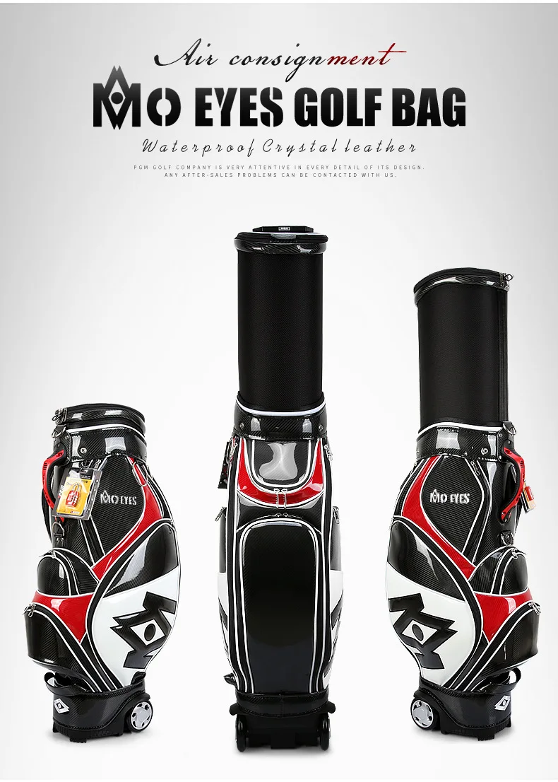 

PGM Men's Waterproof Portable Bag Black Red Golf Retractable Bag Golf Bag QB058