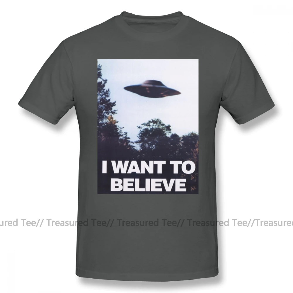 Футболка с клоуном, футболка с надписью X, I Want To Believe, Мужская Уличная футболка, потрясающая, 4xl, с принтом, 100 хлопок, футболка с коротким рукавом - Цвет: Dark Grey