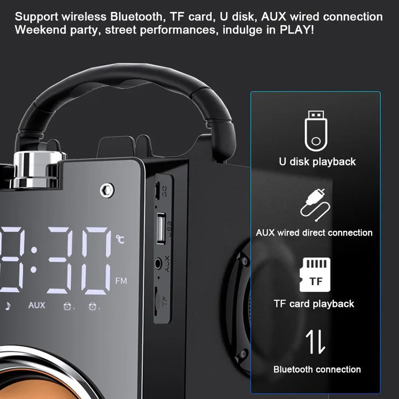Беспроводная Bluetooth колонка портативная уличная с супер сабвуфером встроенный