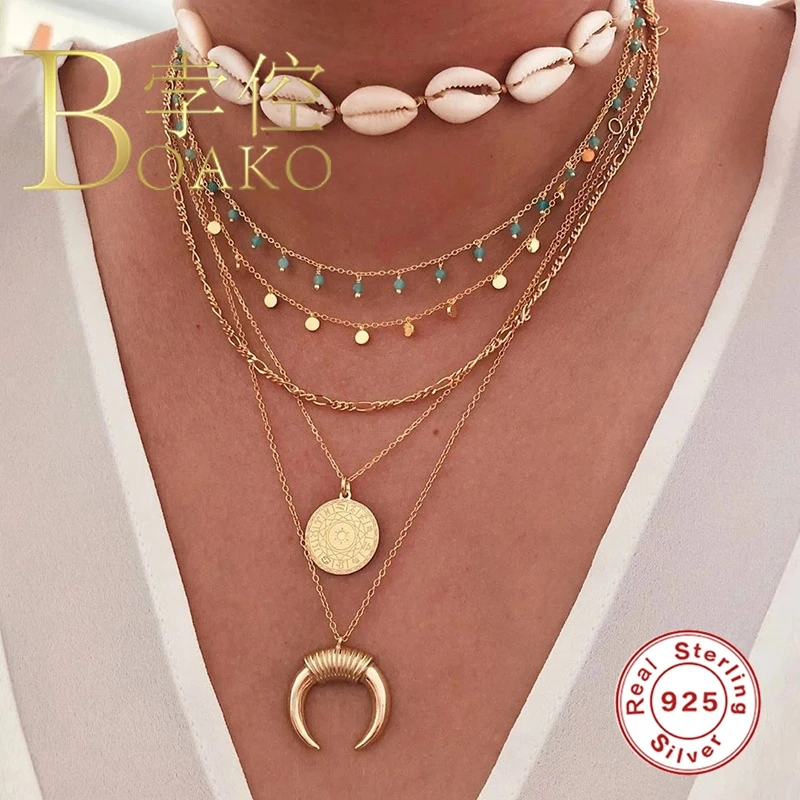 

BOAKO 12 Constellation Pendant 925 Sterling Silver Necklace For Women 2020 Jewelry Chain Choker Necklace Collares Bijoux Collar