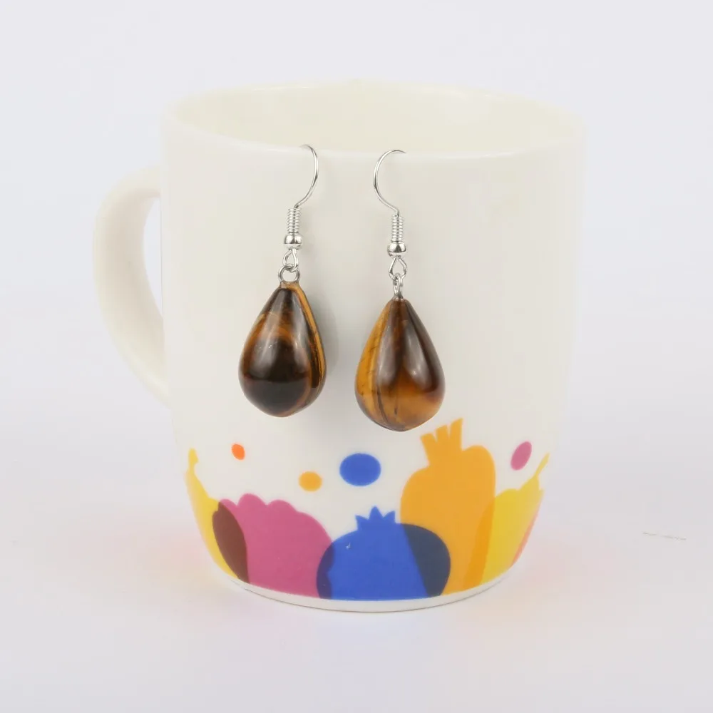 Женские серьги ручной работы из натурального камня в форме капли с кварцевым