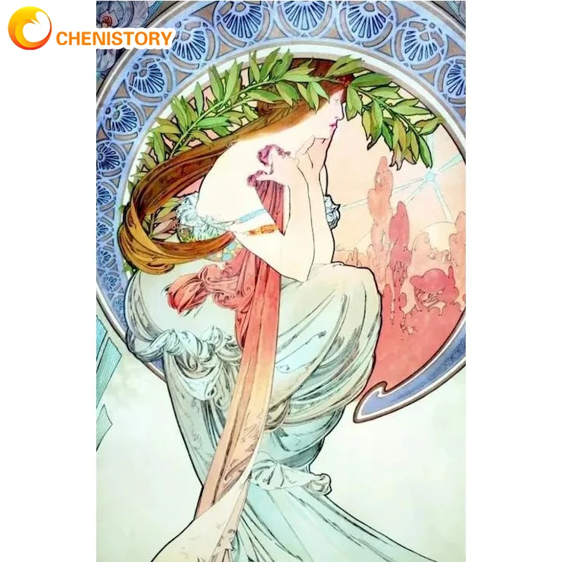 

CHENISTORY DIY Paint By Numbers Women On Canvas With Frame For Adults Oil Painting Home Decors Coloring By Numbers Drawing Kit