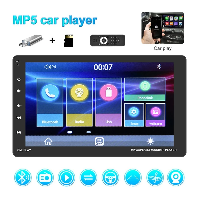 

9 Inch Universal Car Contact Screen MP5 Player Support Mirror Link FM Steering Wheel Control with 8 LED Rear Camera
