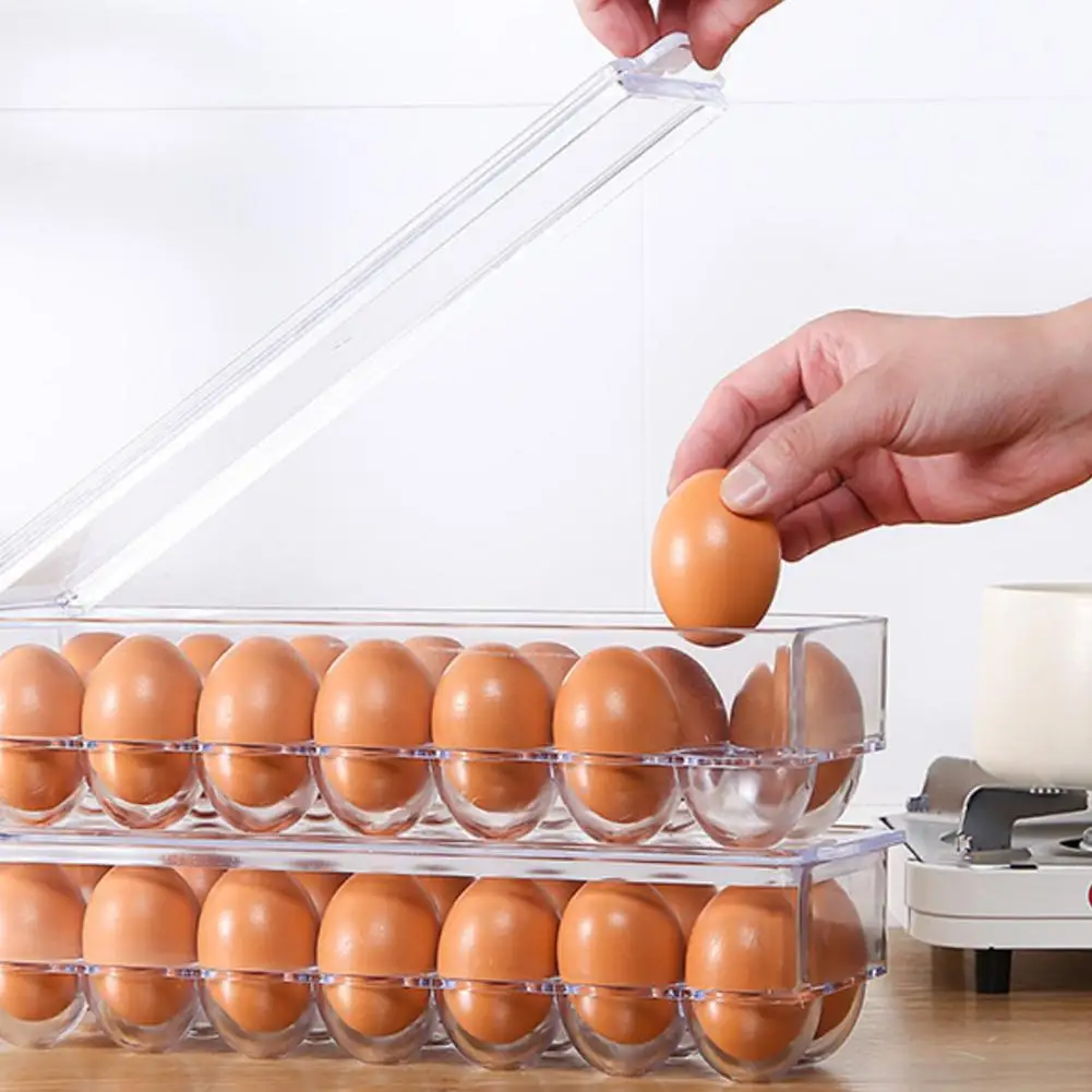 

14 compartment Eggs Tray Thicken Transparent Plastic Eggs Storage Container Egg Holder for Home Kitchen Refrigerator Egg Crisper