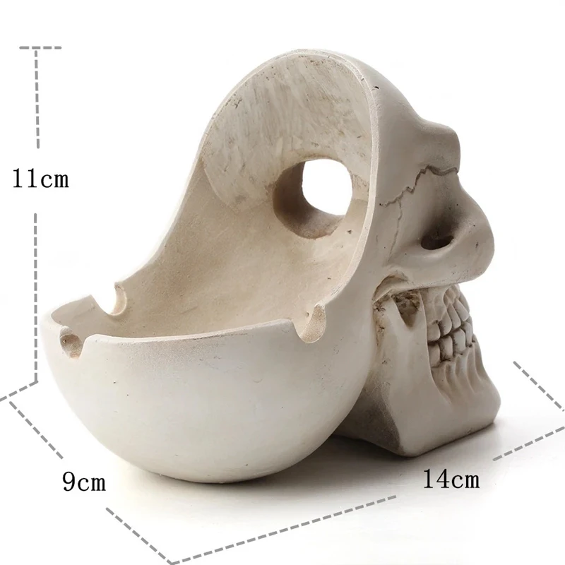 

1PC Retro Ashtray Resin Skull Sculpture Container Ornament Crafts Tobacco Ash Box Man Gift Home Office Bar Desktop Decoration