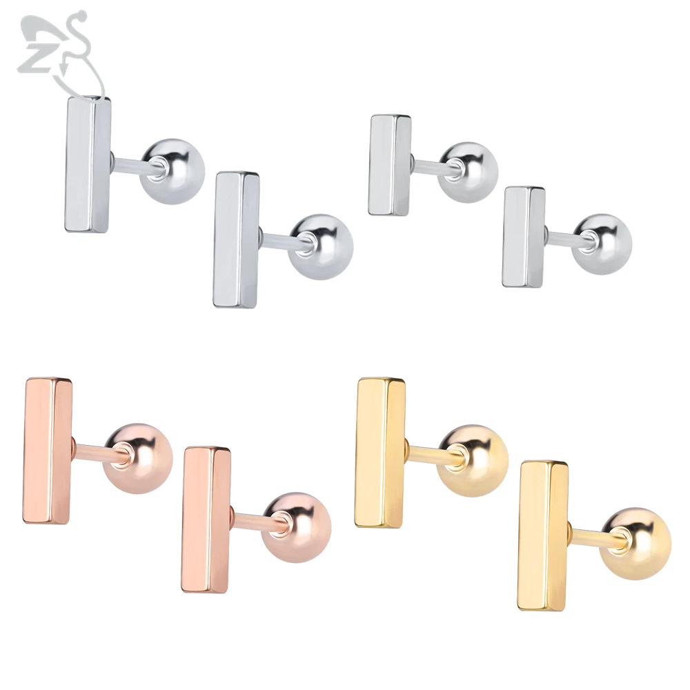 ZS 1 пара миниатюрных Т-образных сережек-гвоздиков из нержавеющей стали для женщин
