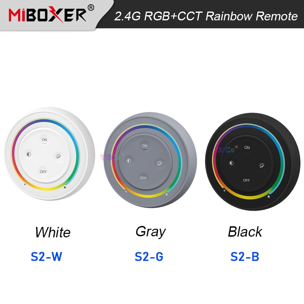 

Miboxer 2,4G Радужный пульт дистанционного управления RGB + CCT светодиодный контроллер круглый белый/черный/серый 3 в диммер светильник RGB + CCT свето...