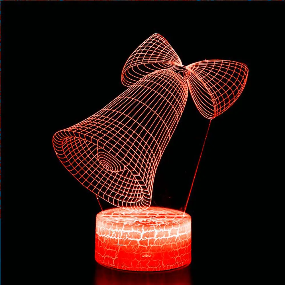 

3D night light Christmas decoration bell holiday party wind chime bedroom desktop fashion home decoration gift LED night light