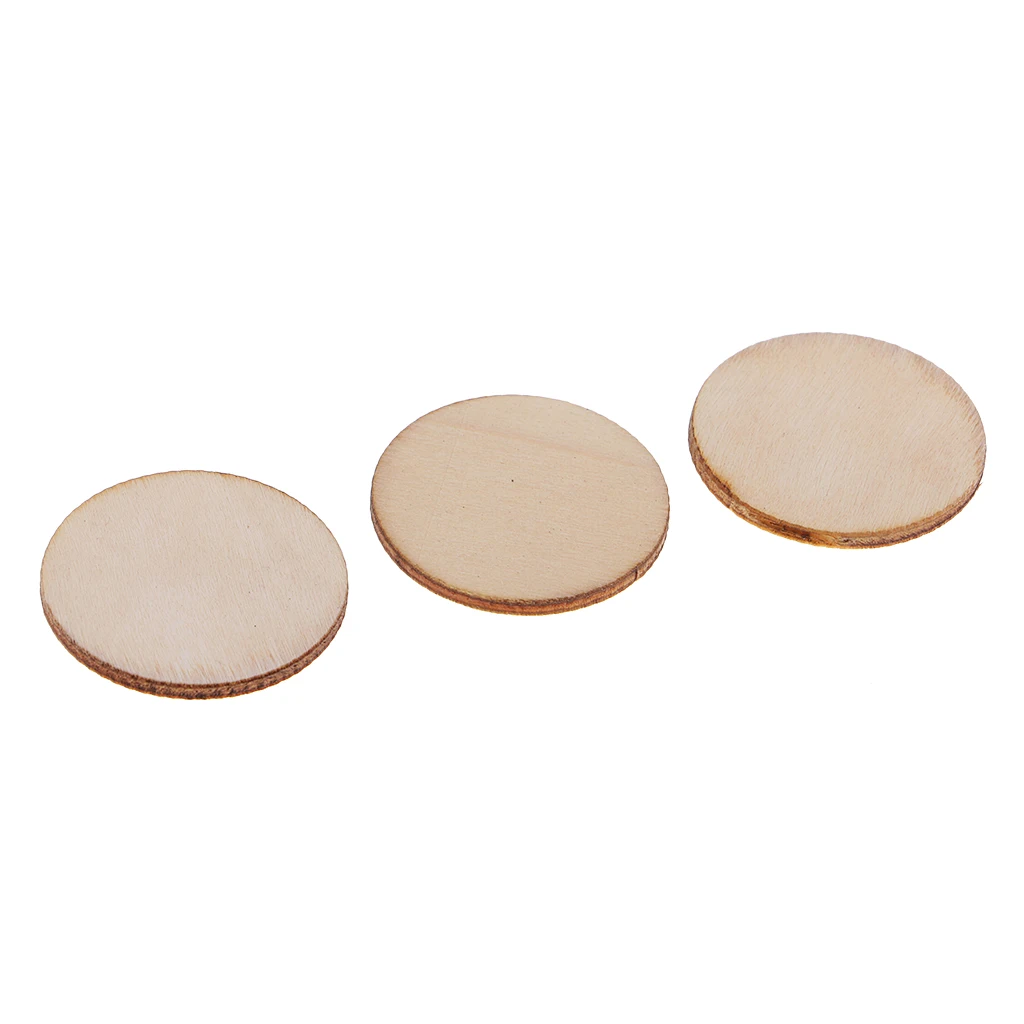 

100x Unpainted Round Wooden Shape For DIY Gift Tags Wedding Party Craft 35mm