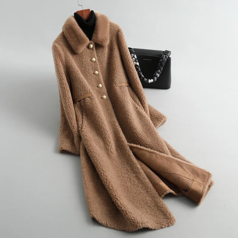 

Пальто из натурального меха Женское зимнее пальто женская одежда норковый меховой воротник парка куртка из натурального меха овечья стриж...