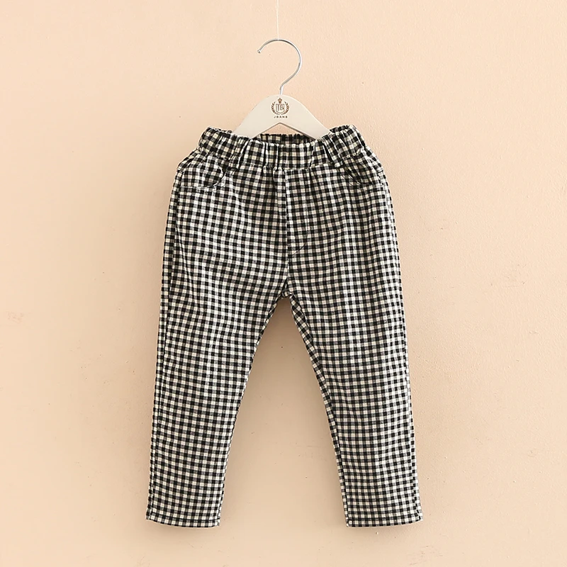 

Spring New Toddler Girls Pants 2021 Korean Fashion Plaid Trousers for Girls Kids Elastic Waist Casual Trousers Child Baby Pants