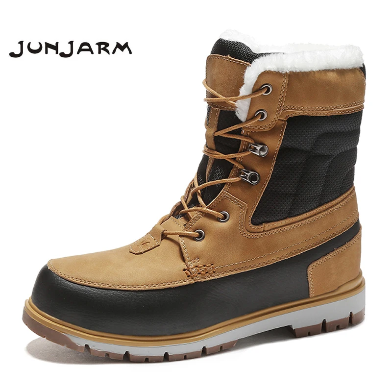 Зимние теплые плюшевые меховые ботинки JUNJARM мужские ботильоны качественные