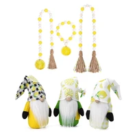 3pcs lemon wood bead garland with tassels for tiered tray table with gnome plush lemon decorsummer decor