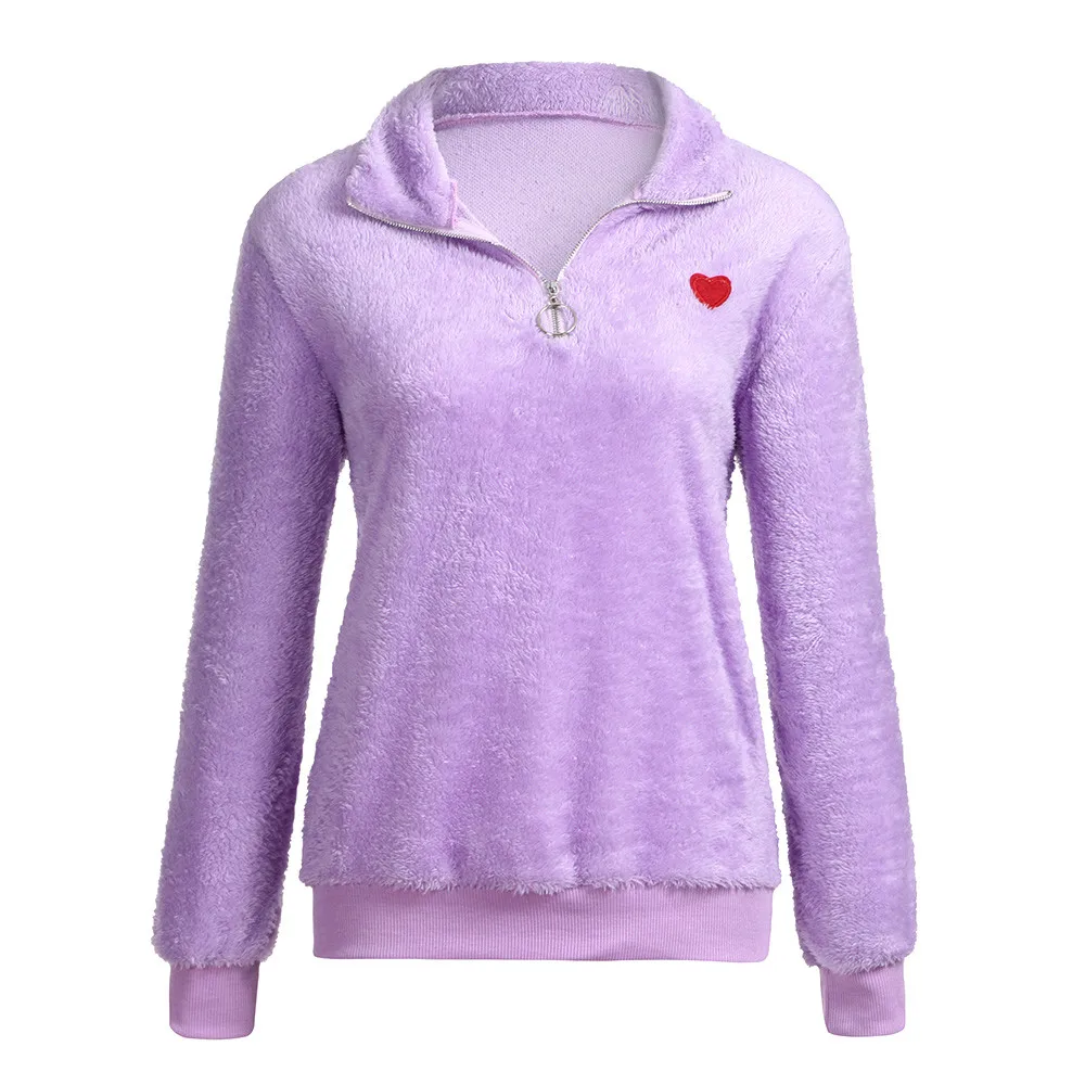 Модная женская простая теплая толстовка Jaycosin на молнии с круглым вырезом