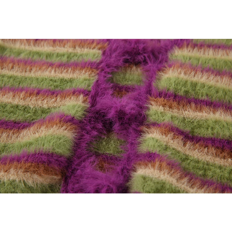 Укороченный мохеровый полосатый облегающий свитер сексуальный Кардиган с