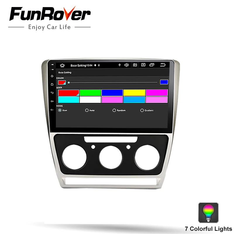 FUNROVER IPS + 2.5D android 9 0 автомобильный Радио Мультимедийный Плеер dvd для Skoda Octavia 2008 2013 gps