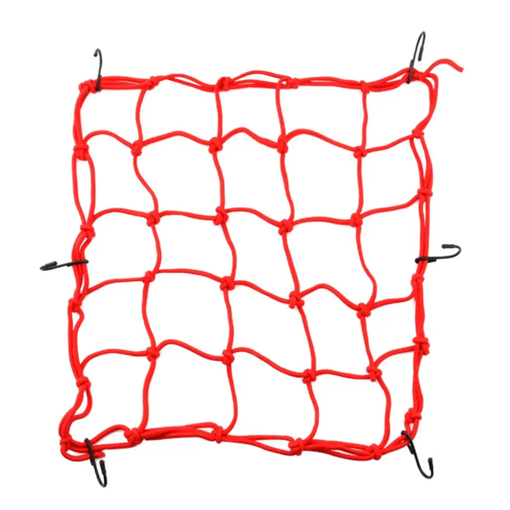 

Helmet Luggage Strap Bungee Cord 16x16 Inch Elastic Motorcycle Bicycle Cargo Net Mesh with 6 Pieces Hooks