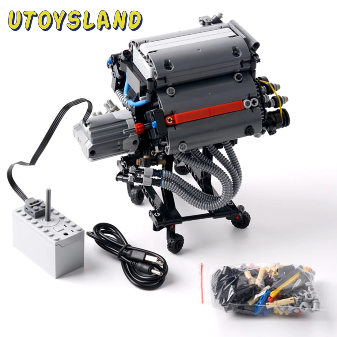 

871Pcs Dynamic Version 32 Air Valve 8-Cylinder 4-Stroke Engine Building Kit For V8 Model MOC Small Particle For Children Toys