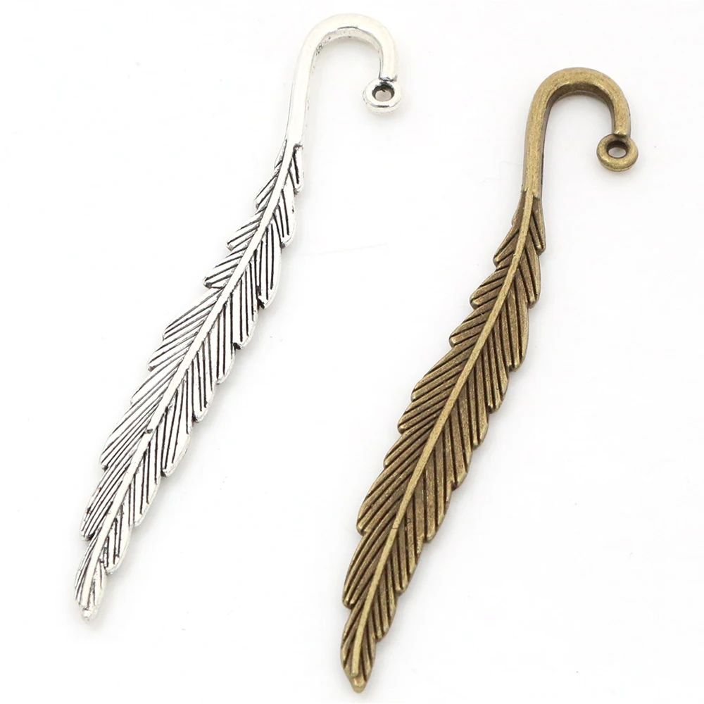 

80x8mm 4pcs Antique Silver Plated Bronze Plated Leaf Handmade Charms Pendant:DIY for bracelet necklace and bookmark