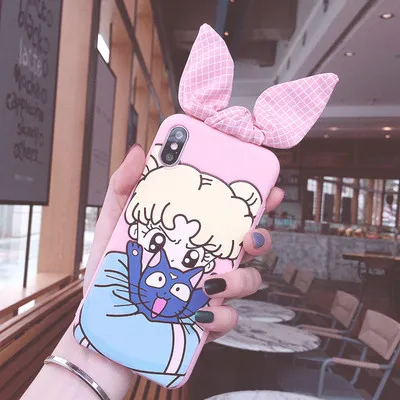 As shown in Чехол для телефона SAM Note 10 с милым 3D рисунком Сейлор Мун для samsung Note8/9/S10/S9 plus/S8/S7 Edge с кроличьими ушками - Цвет: As shown in
