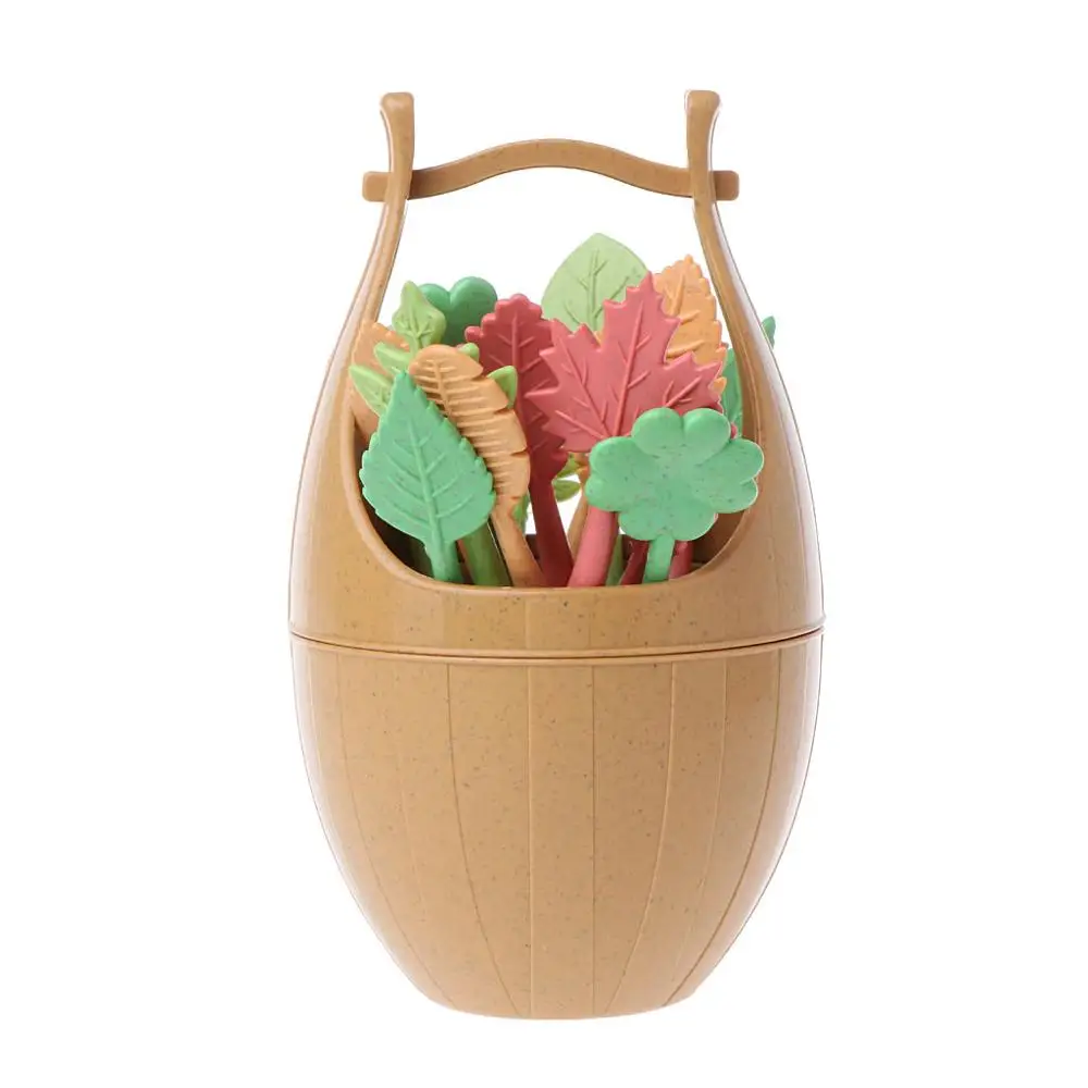 16 шт. в скандинавском стиле пшеничная соломенная бочка листья фрукты вилка ланч