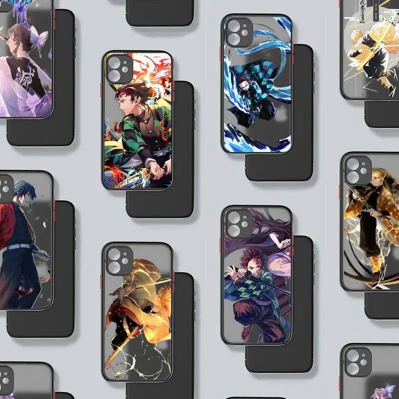 

Demon Slayer Phone Case black matte transparent For iPhone 7 8 x xs xr 11 12 pro plus mini max Clear Funda