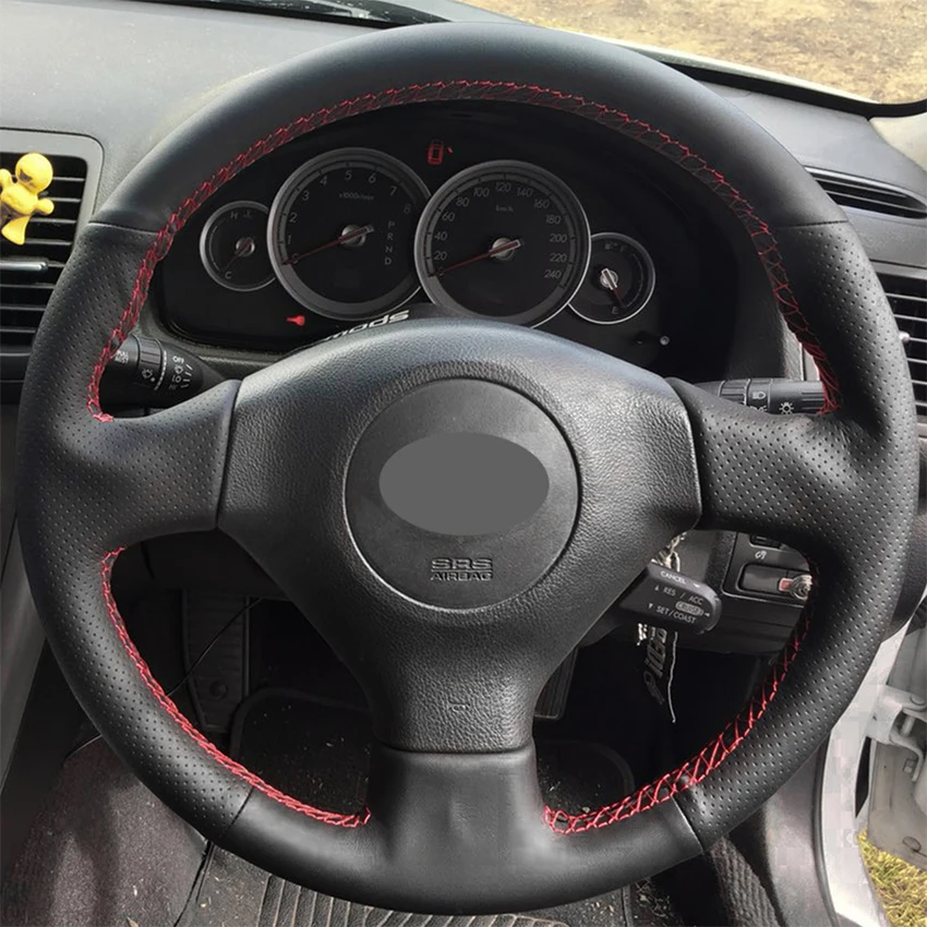 hand stitched black artificial leather anti slip car steering wheel cover for subaru legacy impreza 2004 saab 9 2x 2005 2006 free global shipping