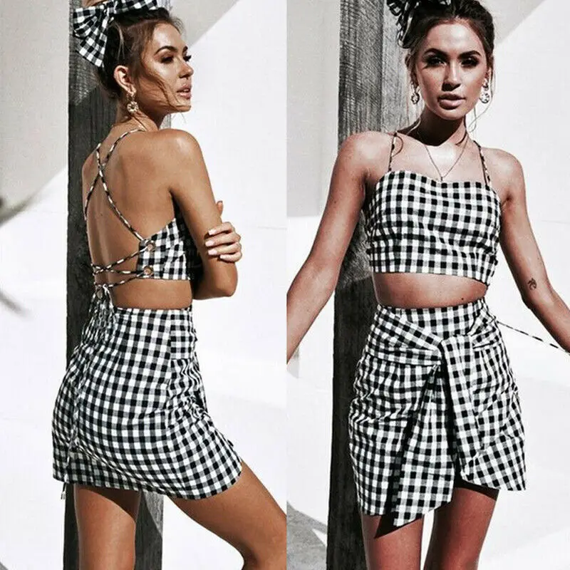 

Women Crop Top Blouse + Pants Two-piece Playsuit Bodysuit Jumpsuit Romper Set