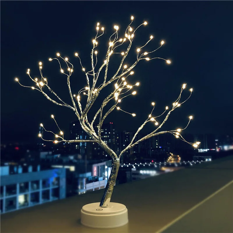 

Fairy Lights Pearl Tree Light Touch Switch Starry Night Light Home Bedroom Living Room Decorative Lights Led Copper Wire Lamp