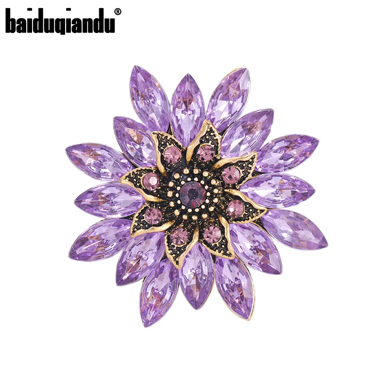 

baiduqiandu New Arrival Assorted Colors Crystal Rhinestone Flower Brooch Pins Fashion Dress Accessories Jewelry for Women