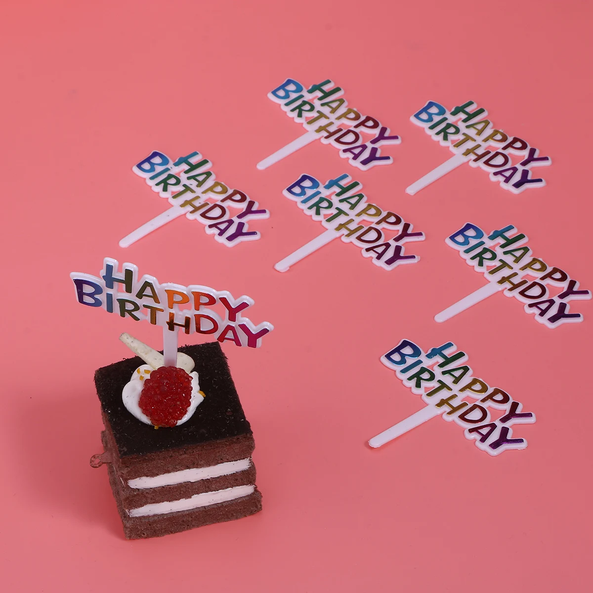 100 шт Красочный Топпер для торта С Днем Рождения буквы пластиковые топперы