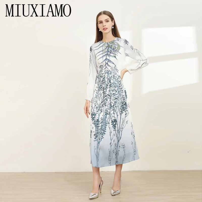 MIUXIMAO высокое качество 2020 подиум дизайнерское весеннее платье o образный вырез с